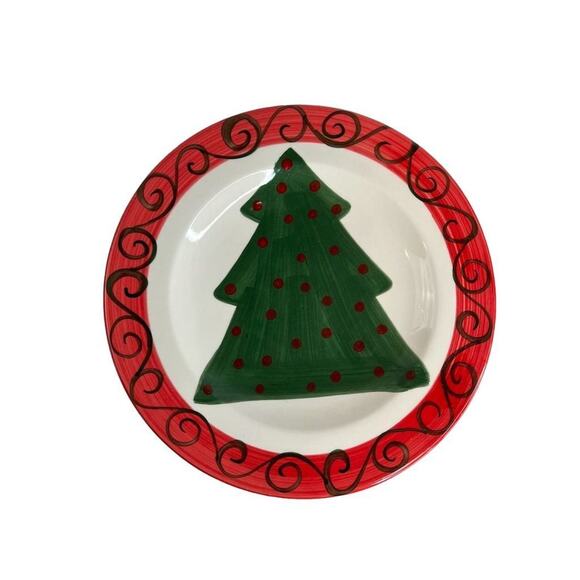 Marco e Cristina Ceramic Christmas Tree Round Decorative Platter 16” Multicolor - Picture 2 of 9